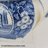 State House Hartford Blue Transfer Staffordshire Teapot Circa 1825 LAM-74