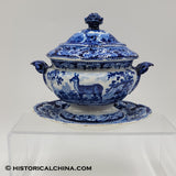 RARE "Quadrepeds" by Woods Ceramic Gravy Tureen Staffordshire Transferware Circa 1820 LAM-72