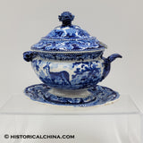 RARE "Quadrepeds" by Woods Ceramic Gravy Tureen Staffordshire Transferware Circa 1820 LAM-72