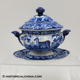 RARE "Quadrepeds" by Woods Ceramic Gravy Tureen Staffordshire Transferware Circa 1820 LAM-72