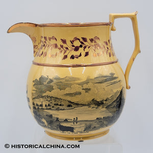 EXTREMELY RARE "Lake George New York" American View Staffordshire Pitcher LAM-90
