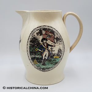 Circa 1790 U.S. Eagle & Shield Patriot Militia Polychromed Liverpool Creamware Pitcher LAM-80