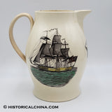 Circa 1790 U.S. Eagle & Shield Patriot Militia Polychromed Liverpool Creamware Pitcher LAM-80