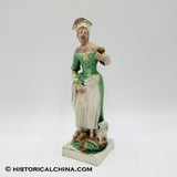 RARE Circa 1760 Staffordshire Figure Beautiful Shepherdess w/ Her Sheep Holding Wildflowers Ralph Wood LAM-89