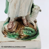 RARE Circa 1760 Staffordshire Figure Beautiful Shepherdess w/ Her Sheep Holding Wildflowers Ralph Wood LAM-89
