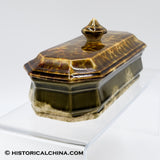 1849 Bennington Ceramic Rockingham Yelloware Flint Glaze Razor Box Vermont American Pottery LAM-83