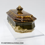 1849 Bennington Ceramic Rockingham Yelloware Flint Glaze Razor Box Vermont American Pottery LAM-83