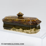 1849 Bennington Ceramic Rockingham Yelloware Flint Glaze Razor Box Vermont American Pottery LAM-83