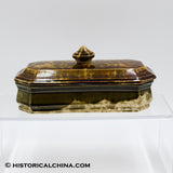 1849 Bennington Ceramic Rockingham Yelloware Flint Glaze Razor Box Vermont American Pottery LAM-83