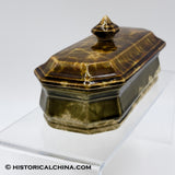 1849 Bennington Ceramic Rockingham Yelloware Flint Glaze Razor Box Vermont American Pottery LAM-83