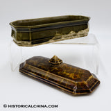 1849 Bennington Ceramic Rockingham Yelloware Flint Glaze Razor Box Vermont American Pottery LAM-83