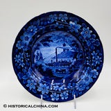 Scarce "So Called Fulton Steamboat" Blue Transfer Staffordshire Soup Plate Circa 1825 LAM-75