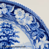 1830 Kids Riding Cow City 10" Dinner Plate Blue Staffordshire LAM-99