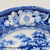 1830 Kids Riding Cow City 10" Dinner Plate Blue Staffordshire LAM-99