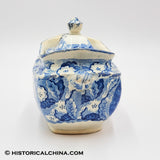 Boston Exchange Coffee House Sugar Bowl Historical Blue Staffordshire ZAM-528