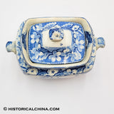 Boston Exchange Coffee House Sugar Bowl Historical Blue Staffordshire ZAM-528