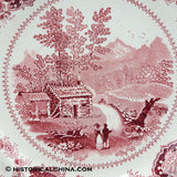 View Near Conway New Hampshire US Plate Red Transfer Staffordshire LAM-97