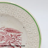 Staffordshire Children's Plate Red Transfer "The Eagle" Scarce Ca. 1830 LAM-86