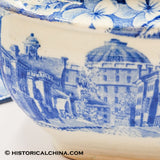 Boston Exchange Coffee House Sugar Bowl Historical Blue Staffordshire ZAM-528