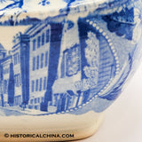 Boston Exchange Coffee House Sugar Bowl Historical Blue Staffordshire ZAM-528