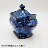 Eagle Over Panel Scene Sugar Bowl Historical Blue Staffordshire ZAM-537