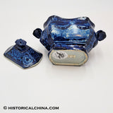 Eagle Over Panel Scene Sugar Bowl Historical Blue Staffordshire ZAM-537