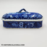 Rare Transfer Hartford Deaf & Dumb Asylum Connecticut Lidded Razor Box Historical Blue Staffordshire ZAM-474