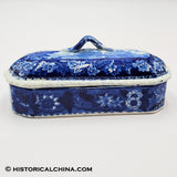 Rare Transfer Hartford Deaf & Dumb Asylum Connecticut Lidded Razor Box Historical Blue Staffordshire ZAM-474