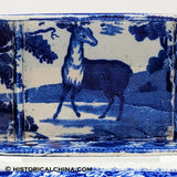 Rare Transfer Hartford Deaf & Dumb Asylum Connecticut Lidded Razor Box Historical Blue Staffordshire ZAM-474