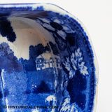 Rare Transfer Hartford Deaf & Dumb Asylum Connecticut Lidded Razor Box Historical Blue Staffordshire ZAM-474