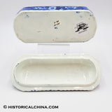 Rare Transfer Hartford Deaf & Dumb Asylum Connecticut Lidded Razor Box Historical Blue Staffordshire ZAM-474