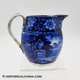 Lafayette At Franklin's Tomb Creamer Barrel Form Historical Blue Staffordshire ZAM-72