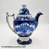 Wadsworth Tower Seashell Border Coffeepot Historical Blue Staffordshire ZAM-49
