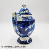 Wadsworth Tower Seashell Border Coffeepot Historical Blue Staffordshire ZAM-49