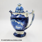 Wadsworth Tower Seashell Border Coffeepot Historical Blue Staffordshire ZAM-49