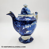 Wadsworth Tower Seashell Border Coffeepot Historical Blue Staffordshire ZAM-49