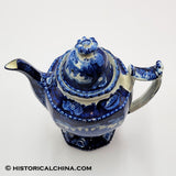 Wadsworth Tower Seashell Border Coffeepot Historical Blue Staffordshire ZAM-49