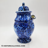 Wadsworth Tower Coffee Pot Seashell Border Historical Blue Staffordshire ZAM-48