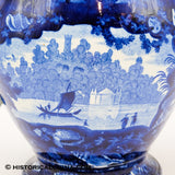 Wadsworth Tower Coffee Pot Seashell Border Historical Blue Staffordshire ZAM-48