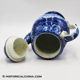 Wadsworth Tower Coffee Pot Seashell Border Historical Blue Staffordshire ZAM-48