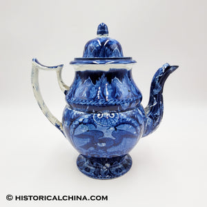 Spread Wing Eagle Coffeepot Historical Blue Staffordshire ZAM-56