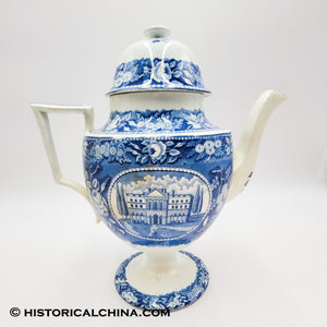 Hartford State House Coffeepot Historical Blue Staffordshire ZAM-59