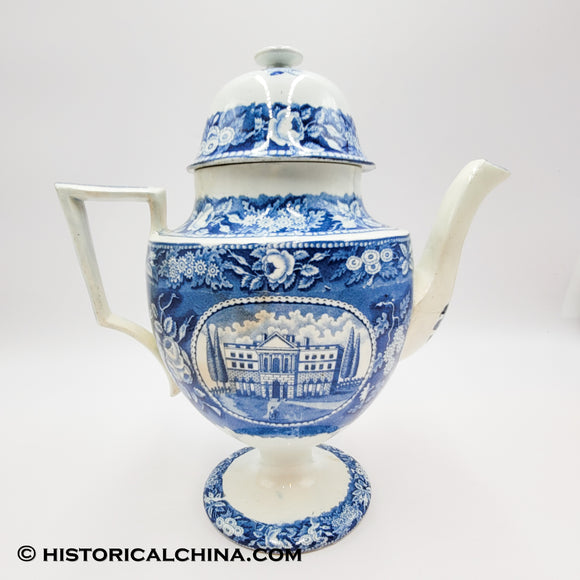 Hartford State House Coffeepot Historical Blue Staffordshire ZAM-59