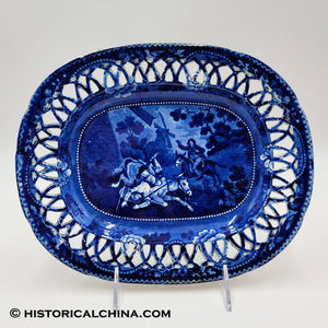 Don Quixote Attack Upon the Mills Reticulated Tray Historical Blue Staffordshire ZAM-482