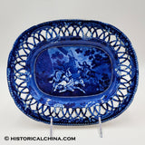 Don Quixote Attack Upon the Mills Reticulated Tray Historical Blue Staffordshire ZAM-482