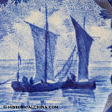 2 Sail Boats Cup Plate Luster Rim Seashell Historical Blue Staffordshire ZAM-140