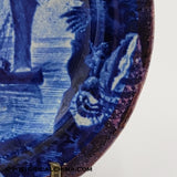 2 Sail Boats Cup Plate Luster Rim Seashell Historical Blue Staffordshire ZAM-140