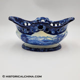 Battle of Bunker Hill Pierced Basket Historical Blue Staffordshire ZAM-247