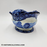 Battle of Bunker Hill Pierced Basket Historical Blue Staffordshire ZAM-247