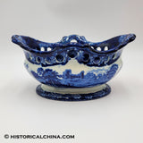 Battle of Bunker Hill Pierced Basket Historical Blue Staffordshire ZAM-247